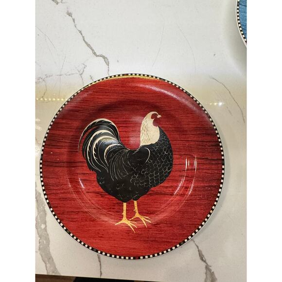 Warren Kimble “Rooster” Plate Set (1999) – Sakura‎ Folk Art Dinnerware - Picture 8 of 8